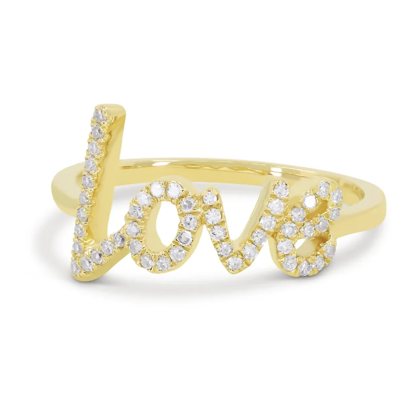 women custom wedding rings -14K Yellow Gold,white Diamond Ring