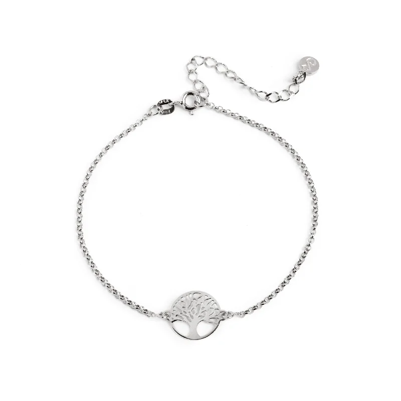 women gemstone bracelets -Tree of Life Silver Bracelet