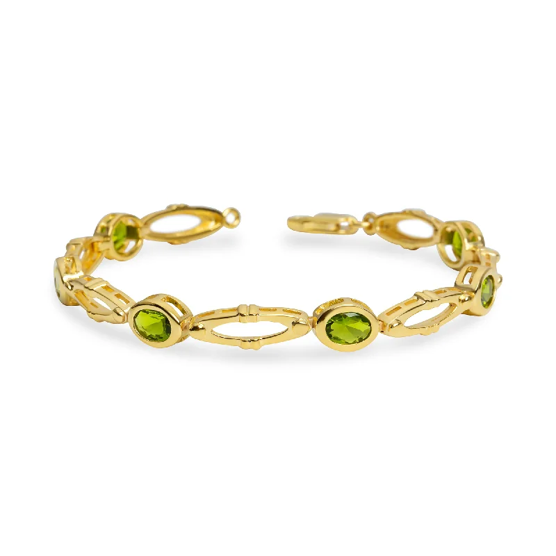 women stacking bracelets -THE GREEN OVAL VEDRA LINK BRACELET