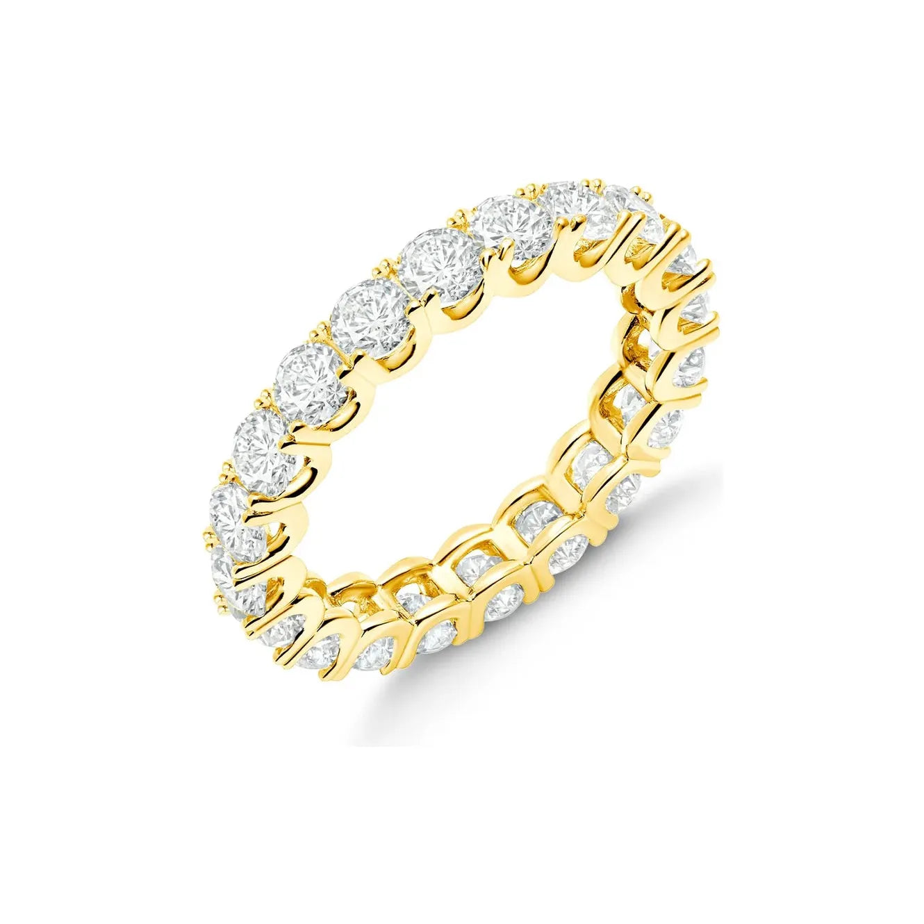 women halo rings -CRISLU Small Round Cut Eternity Band in Yellow Gold