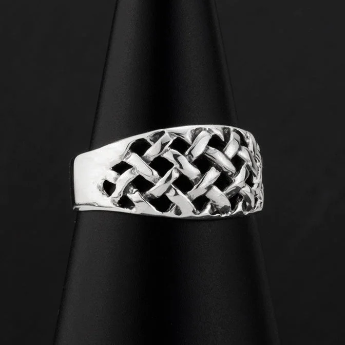 women custom rings for women -Sterling Silver Basket Weave Ring