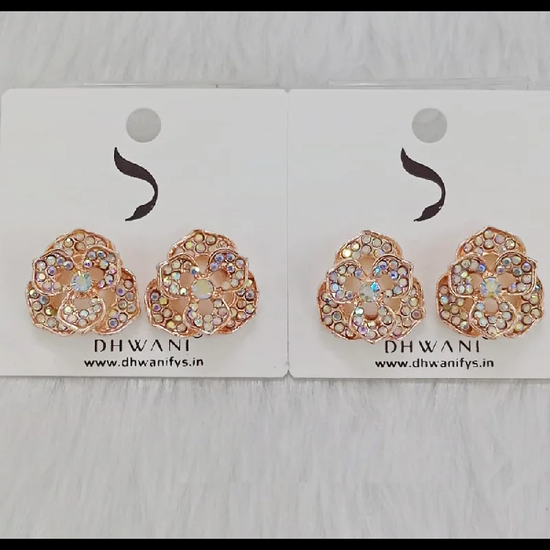 women mismatched earrings -Dhwani Rose Gold Plated Austrian Stone Studs Earrings