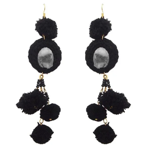 women large hoop earrings -Tip Top Fashions Black Thread Mirror Gold Plated Earrings - 1308306I