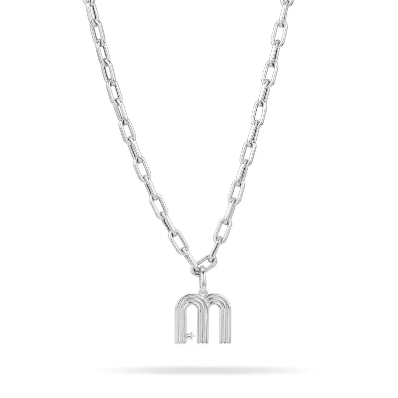 women modern necklaces -5.3mm Groovy Italian Chain Initial Necklace in Sterling Silver