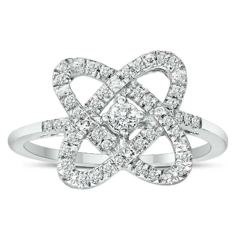 women square cut engagement rings -1/4 Carat Tw Infinity Natural Diamond Ring In .925 Sterling Silver