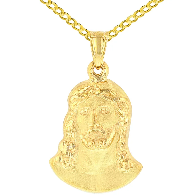 women gold necklaces -Jewelry America 14K Yellow Gold Face of Jesus Christ Pendant Necklace