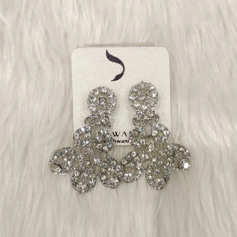 women sparkly earrings -Dhwani Silver Plated Austrian Stone Dangler Earrings