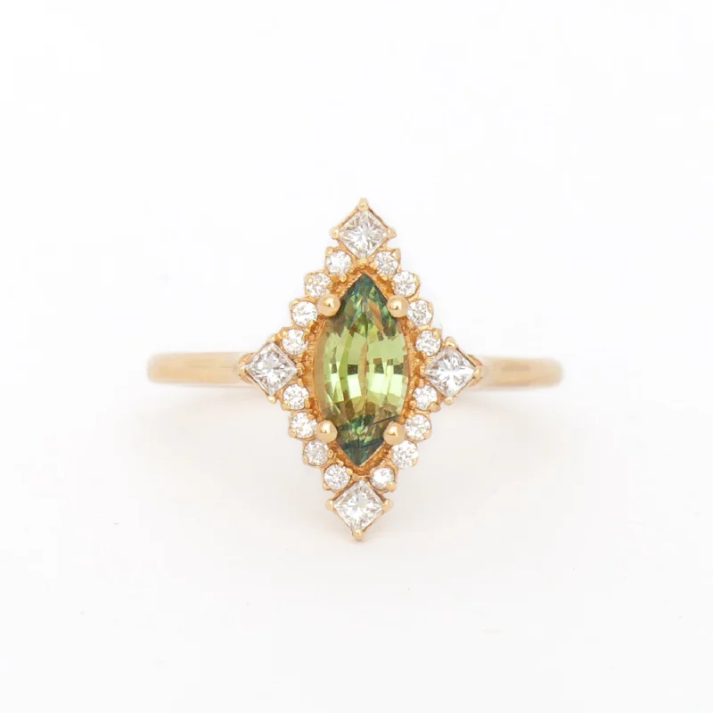 women romantic rings -0.83 ct Green Sapphire Marie Ring