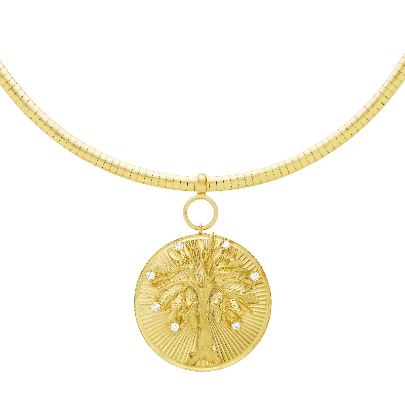 women art deco necklaces -Vintage Tree of Life  Pendant Choker Necklace