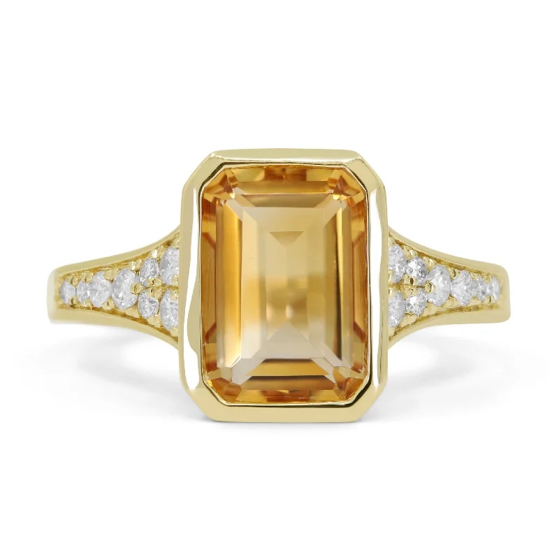 women affordable engagement rings -14K Yellow Gold,citrine Ring