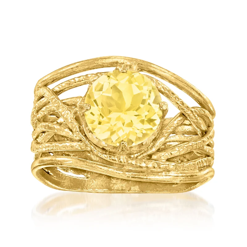 women princess diamond engagement rings -Ross-Simons Citrine Textured Openwork Ring in 18kt Gold Over Sterling