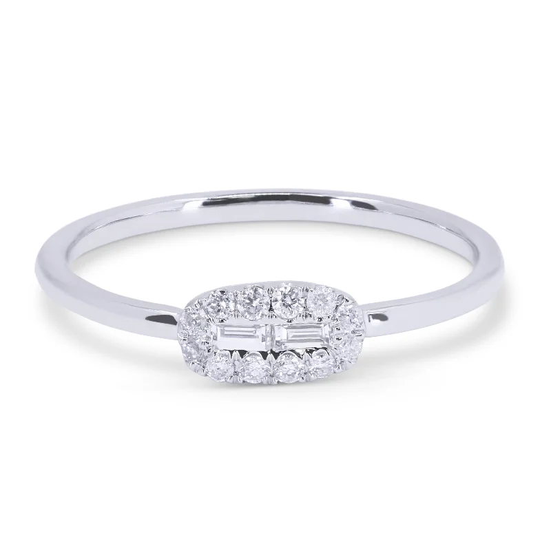 women gold solitaire engagement rings -14K White Gold,white Diamond Ring