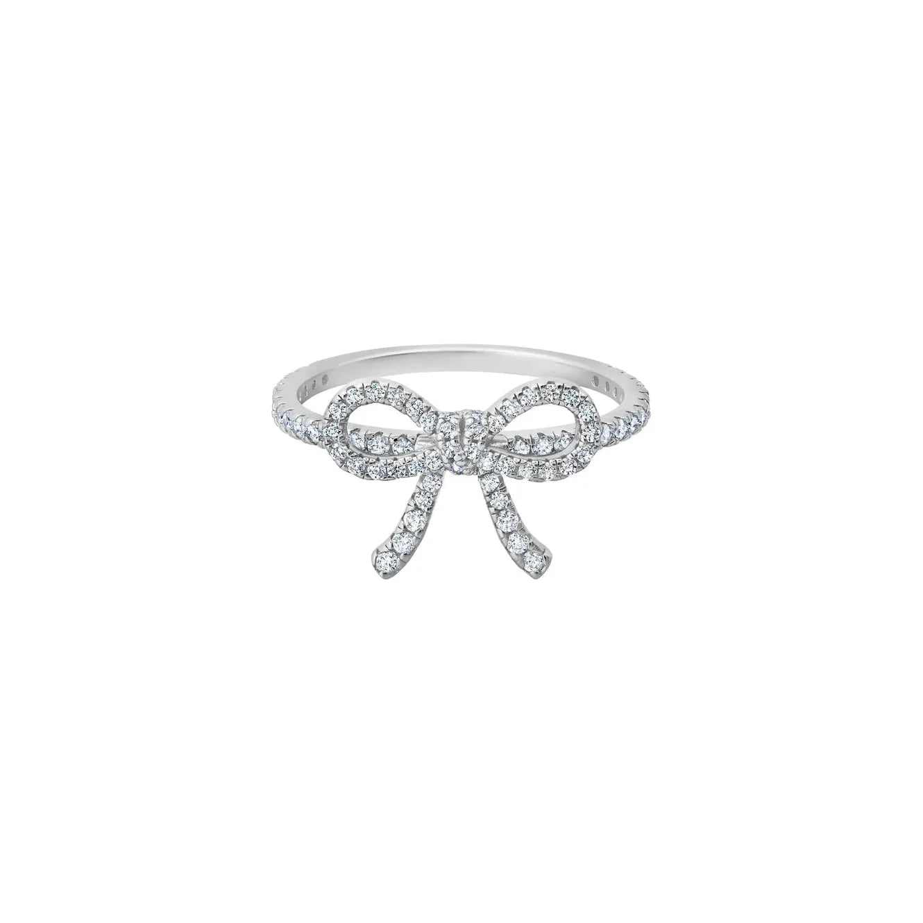 women two-tone rings -CRISLU Fairytale Bow Ring in Platinum Finish