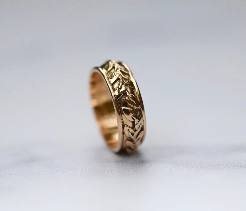 women classic rings -Vines 14k Gold Ring Band- Made to Order