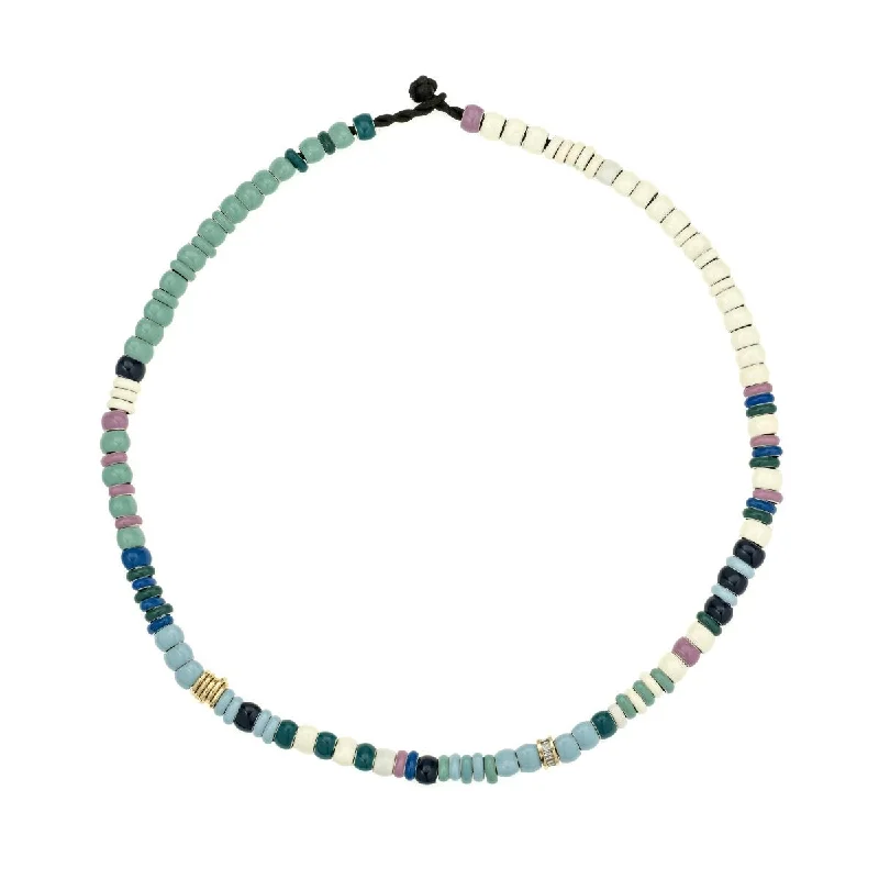 women celestial necklaces -Bead Party Full Enamel Sea Mist Necklace