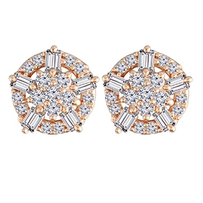 women gold-plated earrings -Etnico Stylish Latest Fashion Rose Gold Plated Fashion Cubic Zirconia American Diamoand Round Stud Earrings For Women/Girls (E2892)