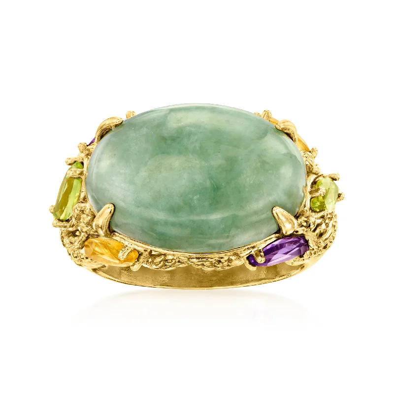 women white sapphire engagement rings -Ross-Simons Jade and Multi-Gemstone Ring in 18kt Gold Over Sterling