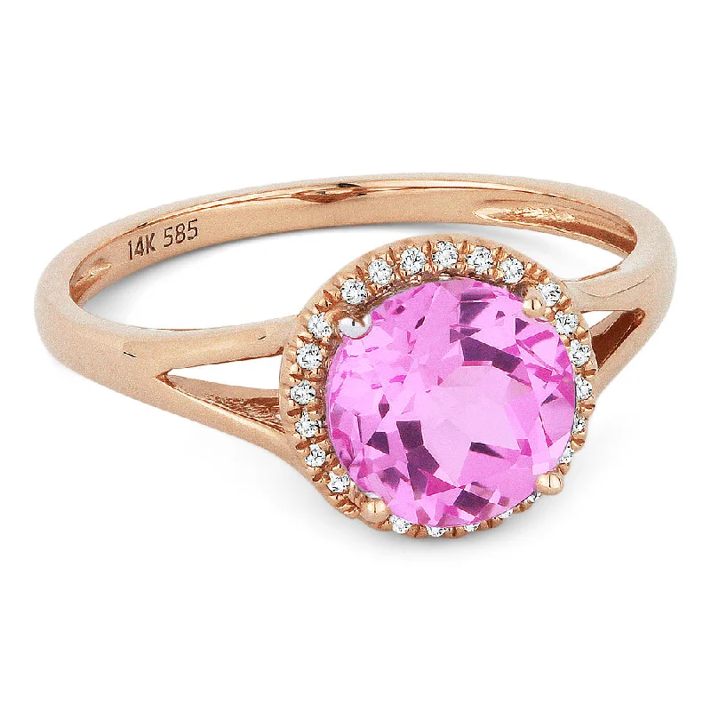 women sapphire engagement rings -14K Rose Gold,created Pink Sapphire Ring