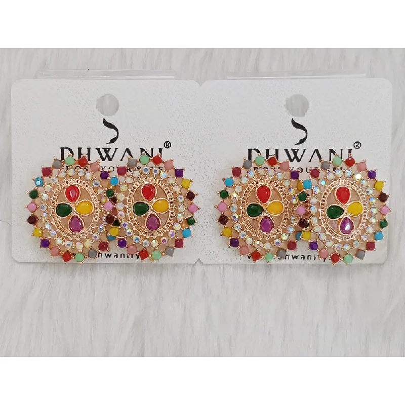 women chic earrings -Dhwani Gold Plated Austrian Stone Studs Earrings