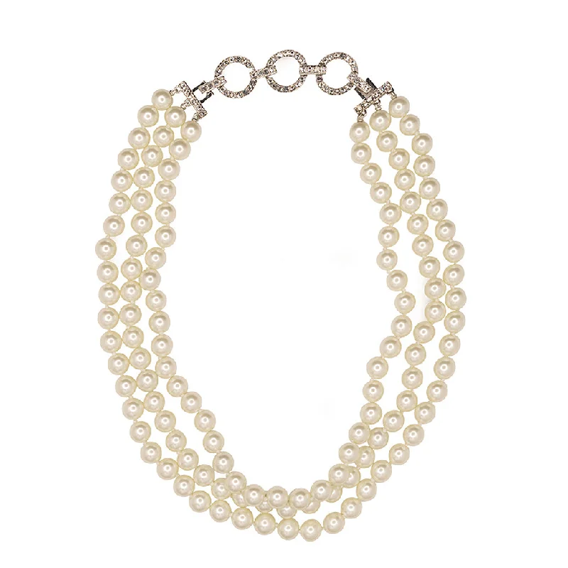 women statement gold necklaces -White Pearl Necklace