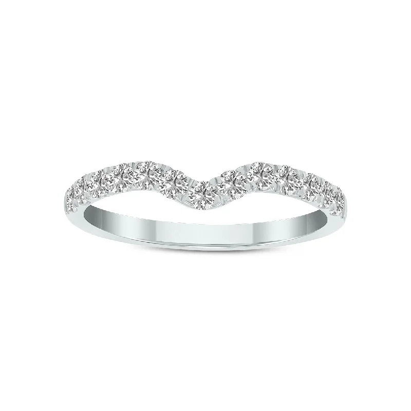 women engagement rings with side stones -1/2 Carat Tw Lab Grown Diamond Wedding Band In 14K White Gold