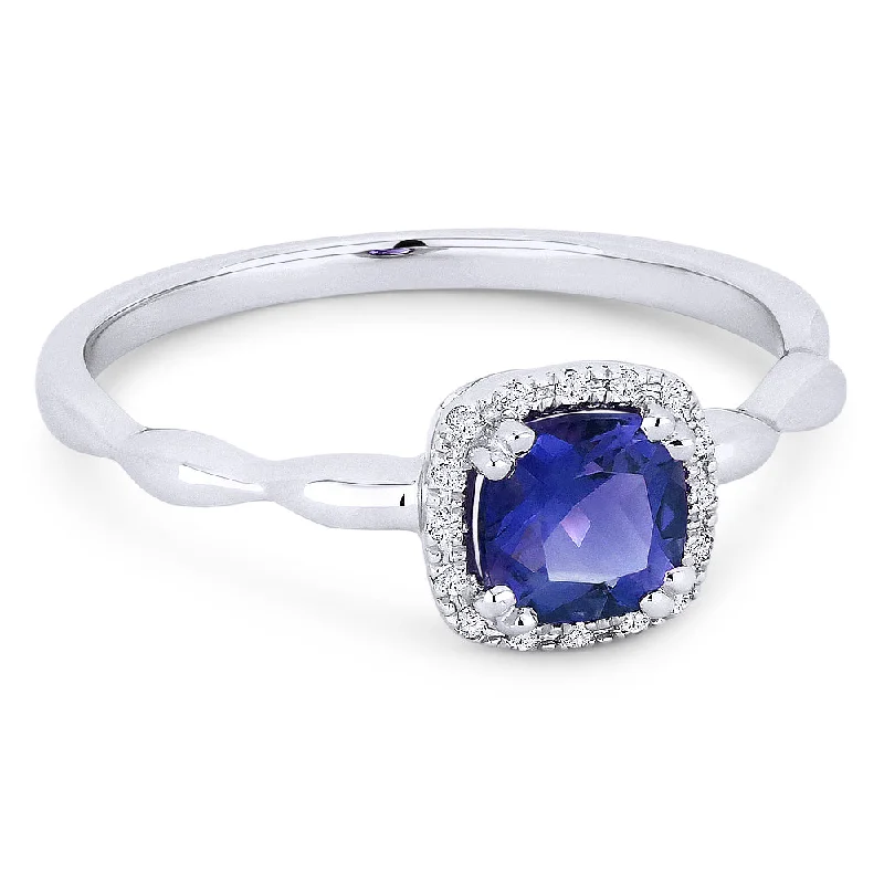 women art deco engagement rings -14K White Gold,created Sapphire Ring