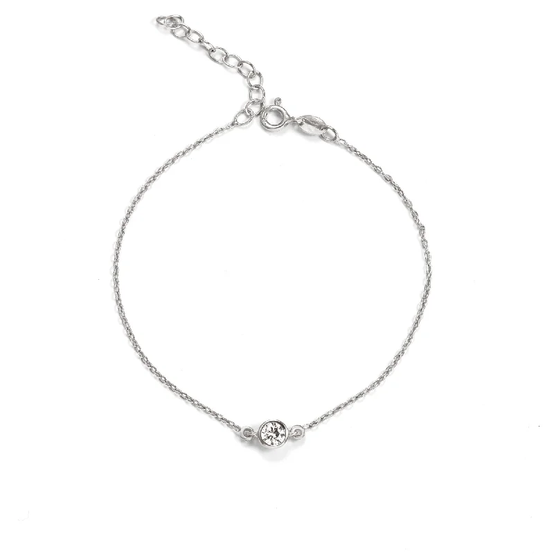 women thin bracelets -Diamond Silver Bracelet