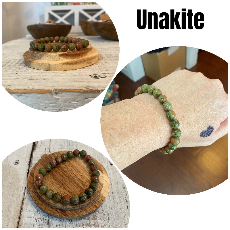 women crystal bangles -unakite semi-precious stone bracelet