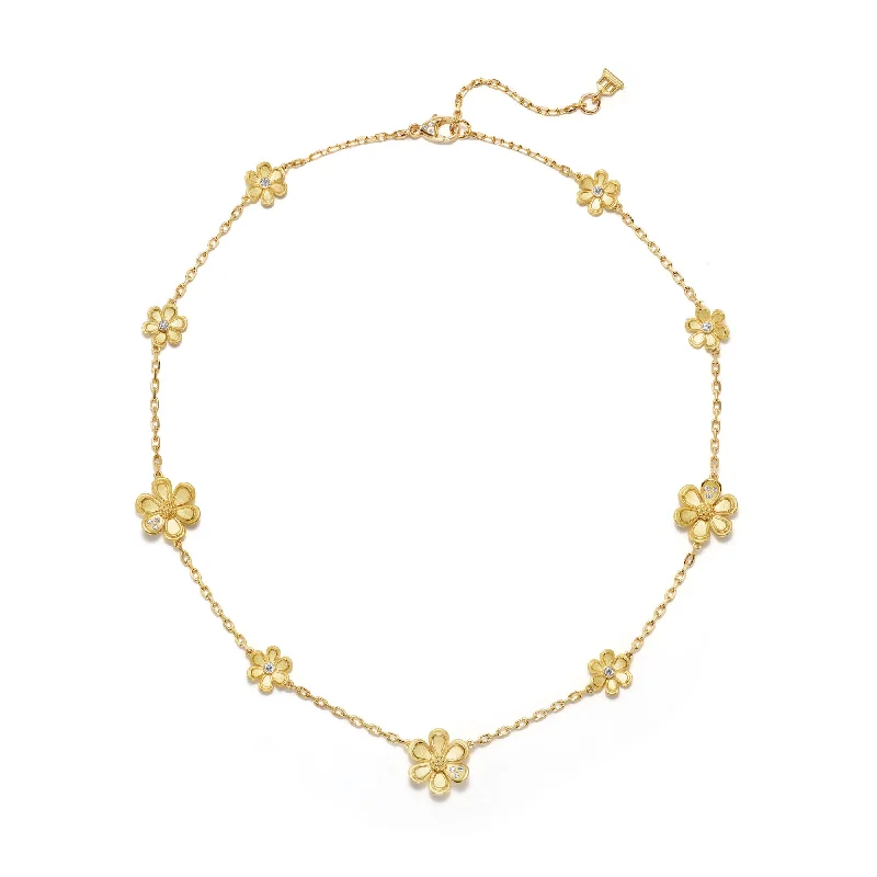 women flower necklaces -18K Golden Flower Necklace