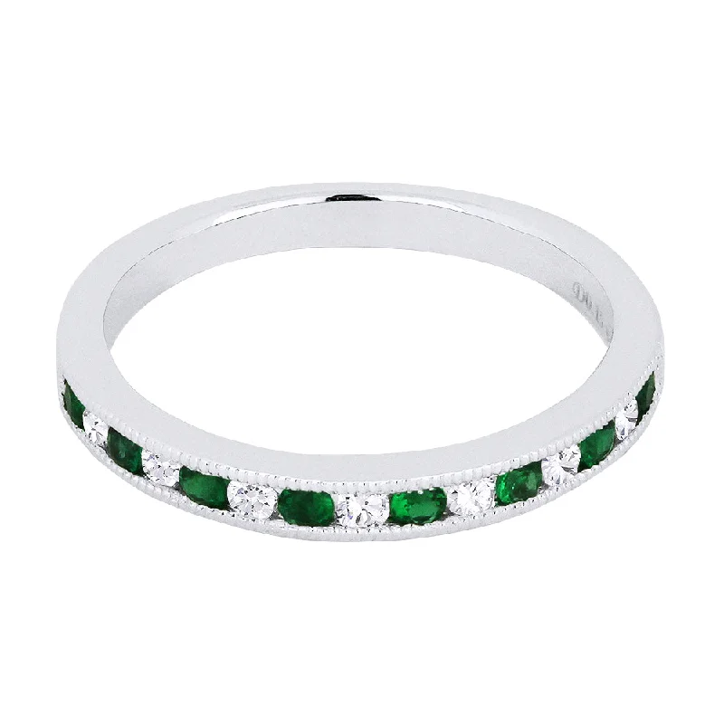 women floral engagement rings -18K White Gold,emerald Ring