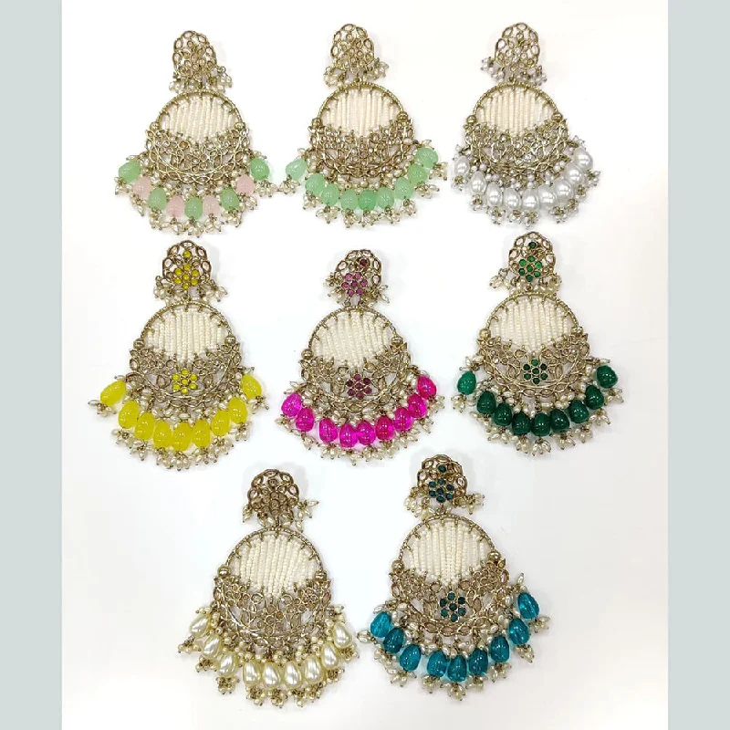 women bold earrings -Manisha Jewellery Gold Plated Crystal Stone And Pearls Dangler Earrings