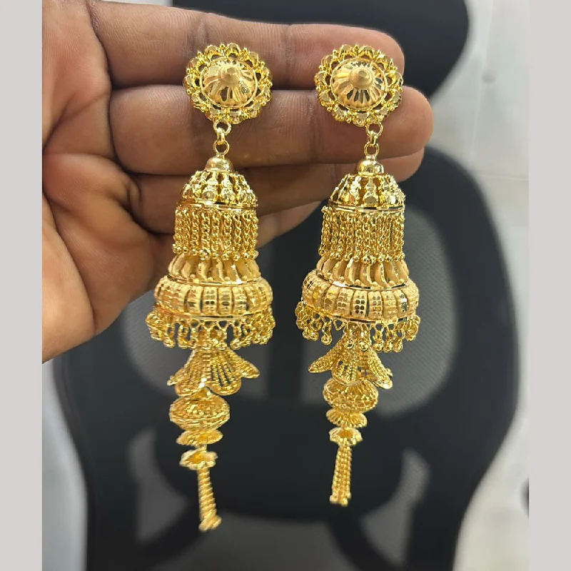 women elegant diamond earrings -Pari Art Jewellery Gold Forming Jhumki Earrings