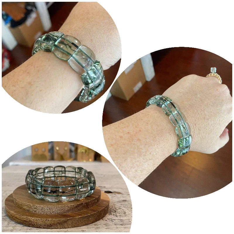 women bangle stack bracelets -vintage glass squared bracelets