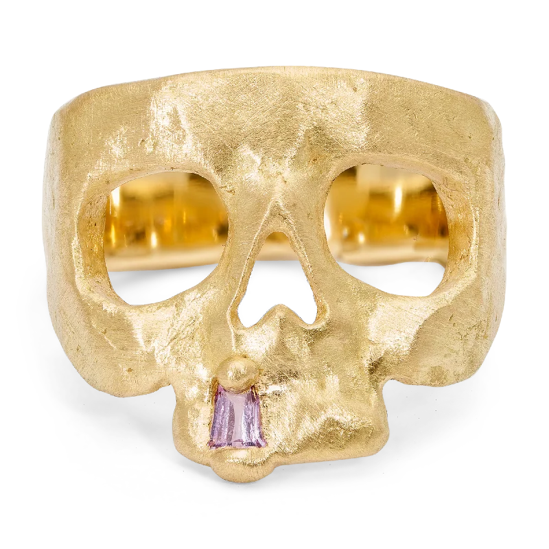 women vintage diamond rings -Extra Small Purple Snaggletooth Skull Ring - Made to Order