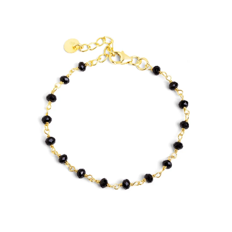 women fashion bangles -Crystals Black Gold Bracelet