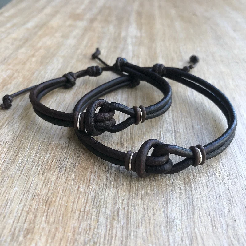 women friendship bracelets -Love Knot Leather Couple Bracelets