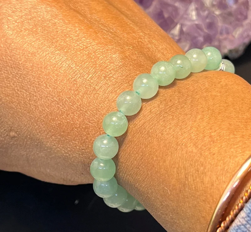 women engraved bracelets -Green Aventurine 8mm Stretchy Bracelet