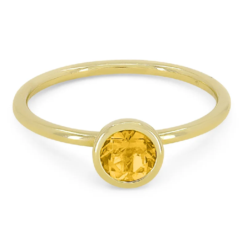 women engagement rings with side stones -14K Yellow Gold,citrine Ring