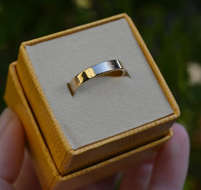 women custom engraved rings -Simple High Polish 14k Gold Ring - Made To Order