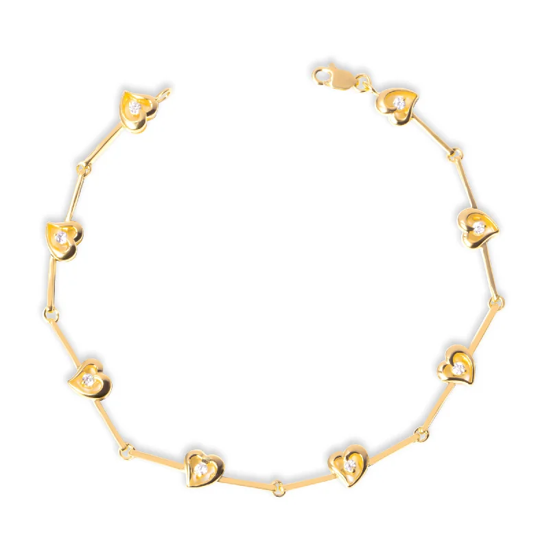 women gold-plated bangles -THE KAIA HEART STONE LINK BRACELET