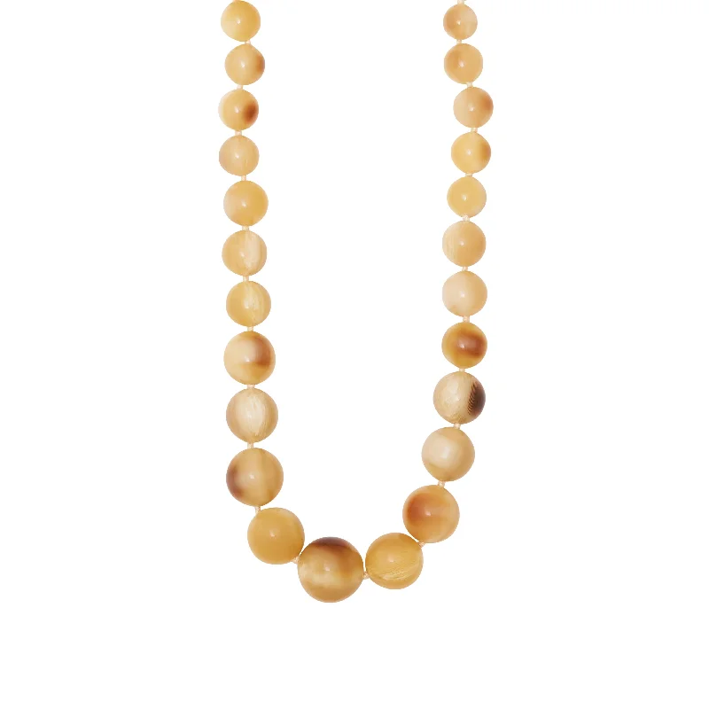 women oversized necklaces -Horn Color Bead Necklace