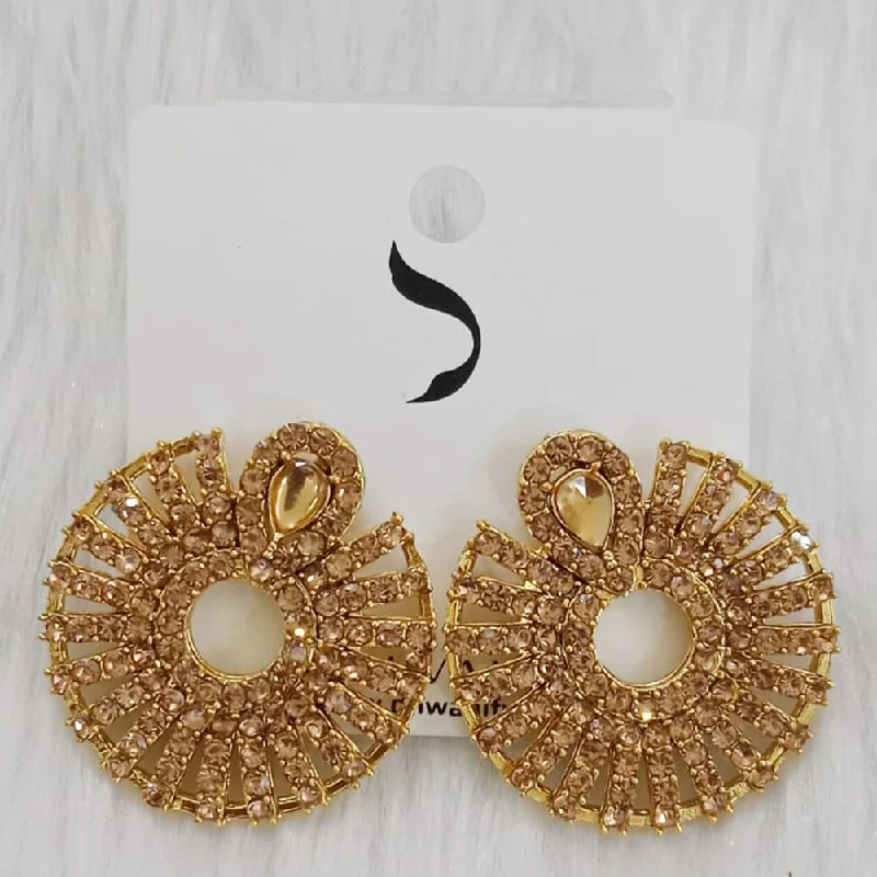 women ear thread earrings -Dhwani Gold Plated Austrian Stone Dangler Earrings