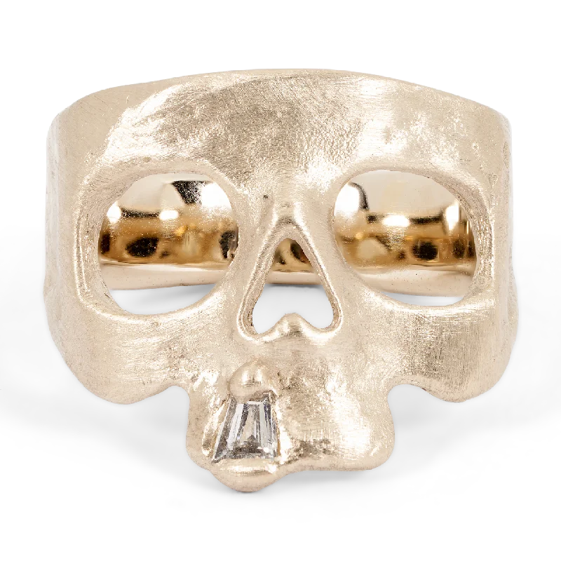 women designer rings -Extra Small Diamond Snaggletooth Skull Ring in White - Size 3.5 - 11248