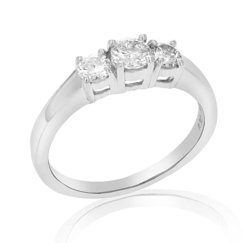 women men’s solitaire engagement rings -2/3 cttw 3 Stone Diamond Engagement Ring 14K White Gold Bridal Wedding Ring