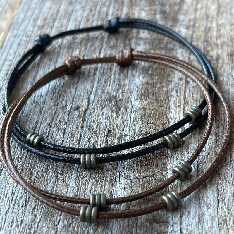 women anniversary bracelets -Turner, Black and Brown Couple Bracelets, Waterproof His and Hers,  Matching Set