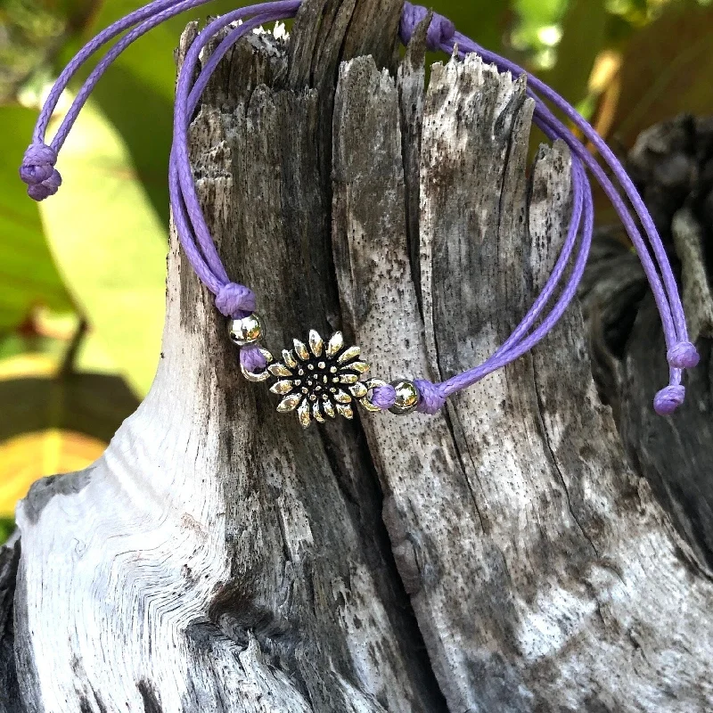 women bangle stack bracelets -Sunflower Purple Bracelet Anklet Waterproof