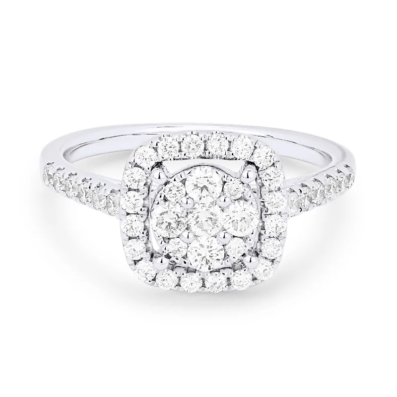 women antique-style engagement rings -14K White Gold,white Diamond Ring