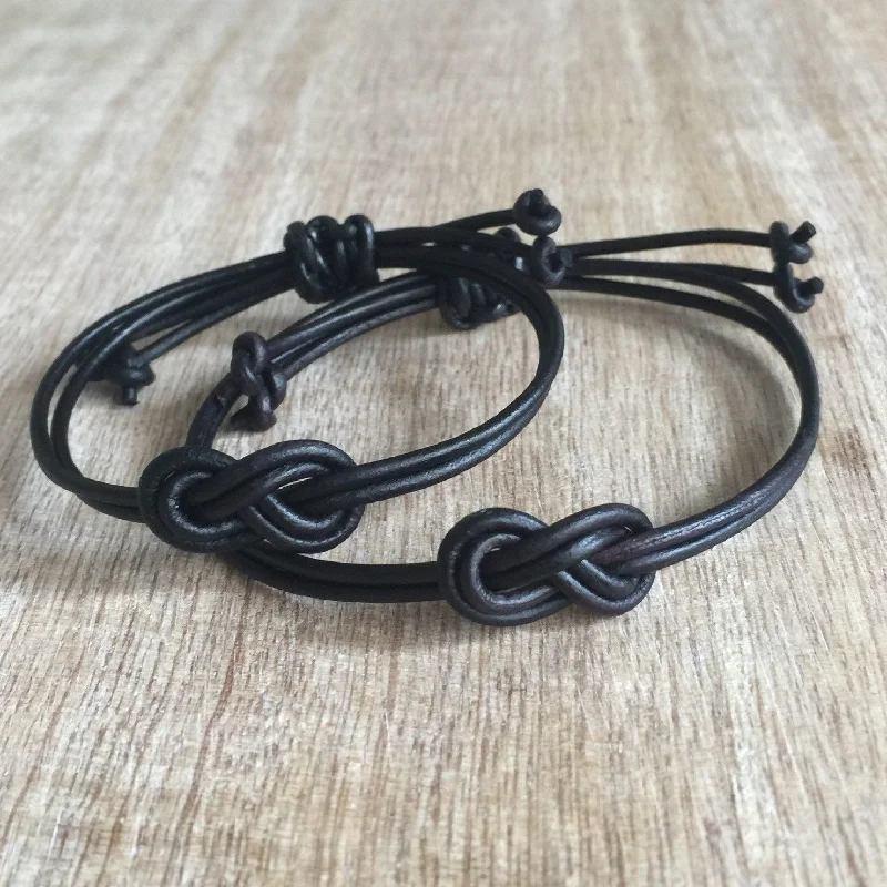 women fashion bangles -St. Pete Black Leather Couples Bracelets