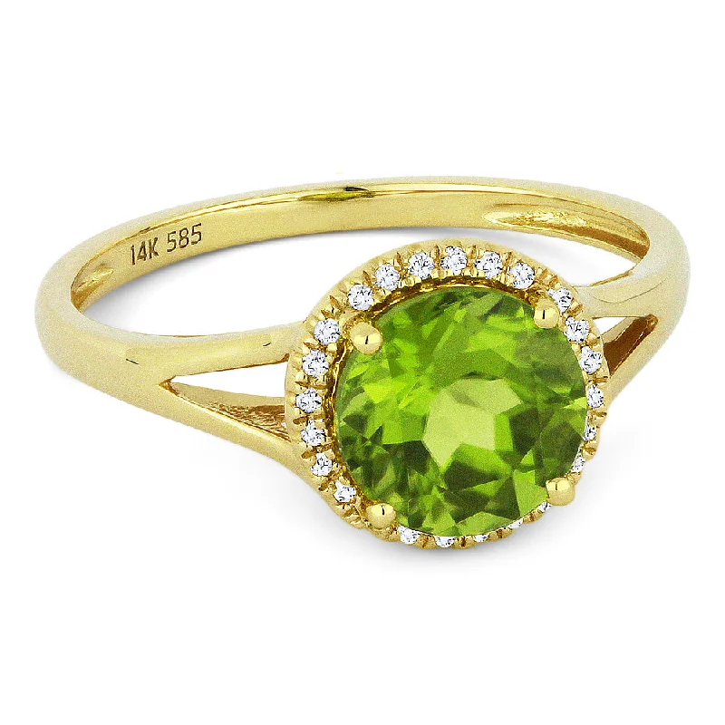 women affordable engagement rings -14K Yellow Gold,peridot Ring