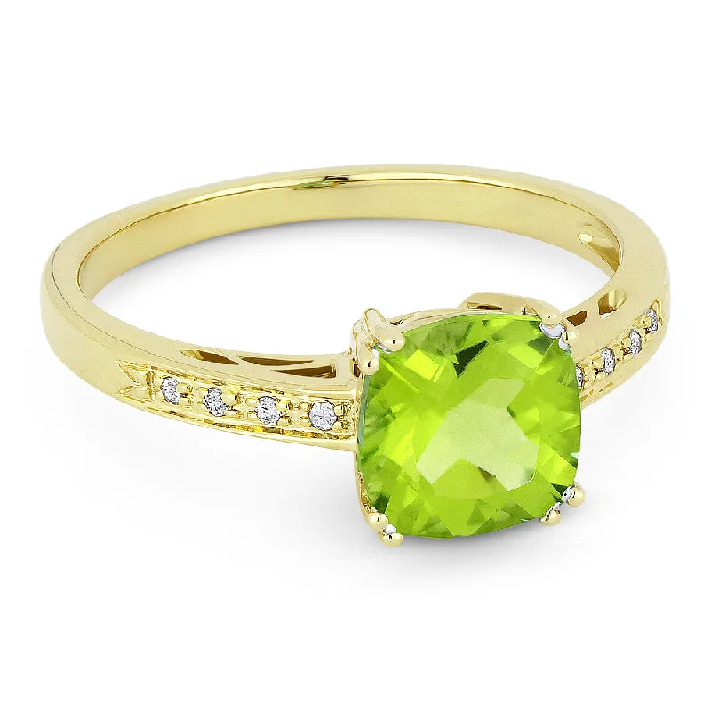 women custom wedding bands -14K Yellow Gold,peridot Ring